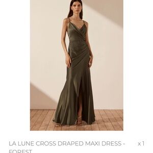 Shona Joy La Lune Cross Draped Maxi Dress- Color Forest